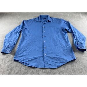Van Heusen Studio Mens XLT Blue Long Sleeve Button Down Dress Shirt Tall 17.5-18